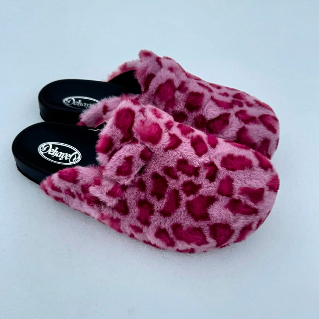 Leopard Fur Clogs