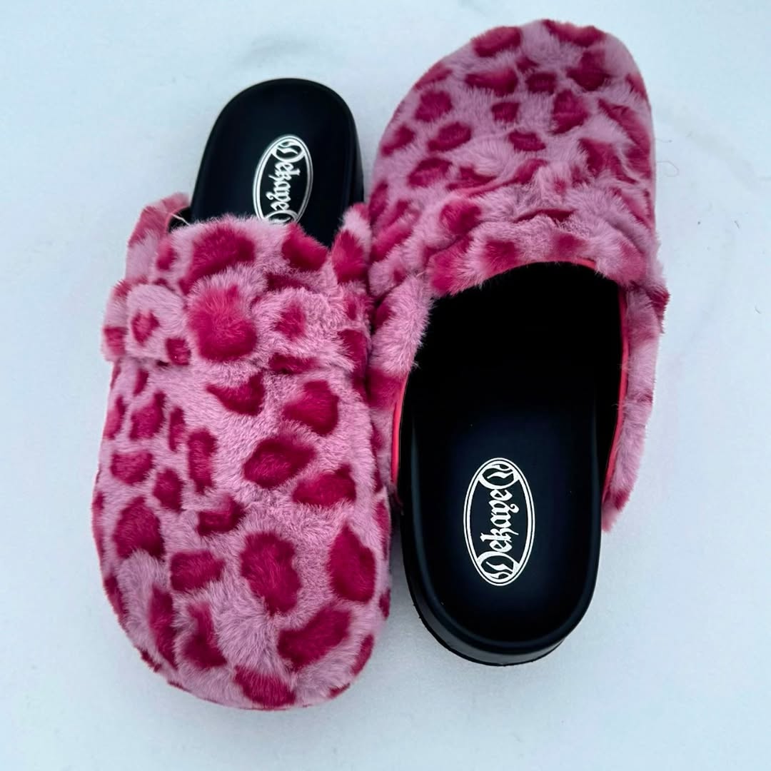 Leopard Fur Clogs